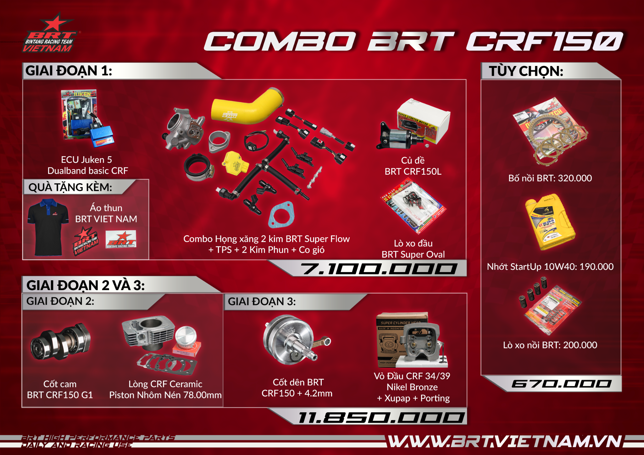  Combo BRT Honda CRF150L 78mm 