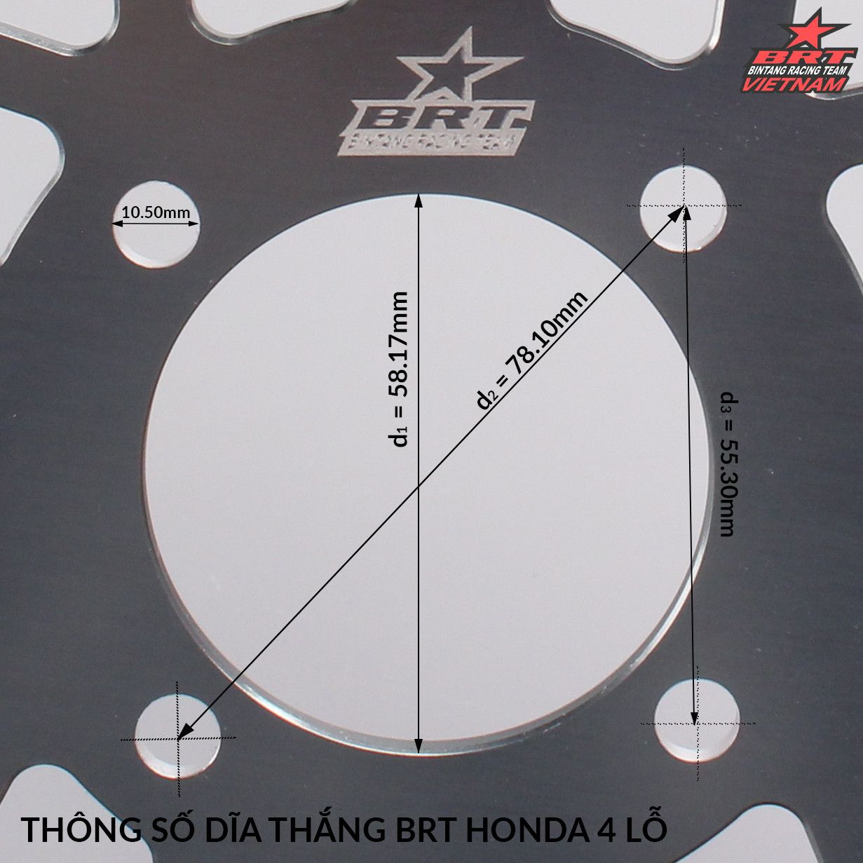  Dĩa Phanh / Thắng BRT 260mm 4 lỗ Honda 