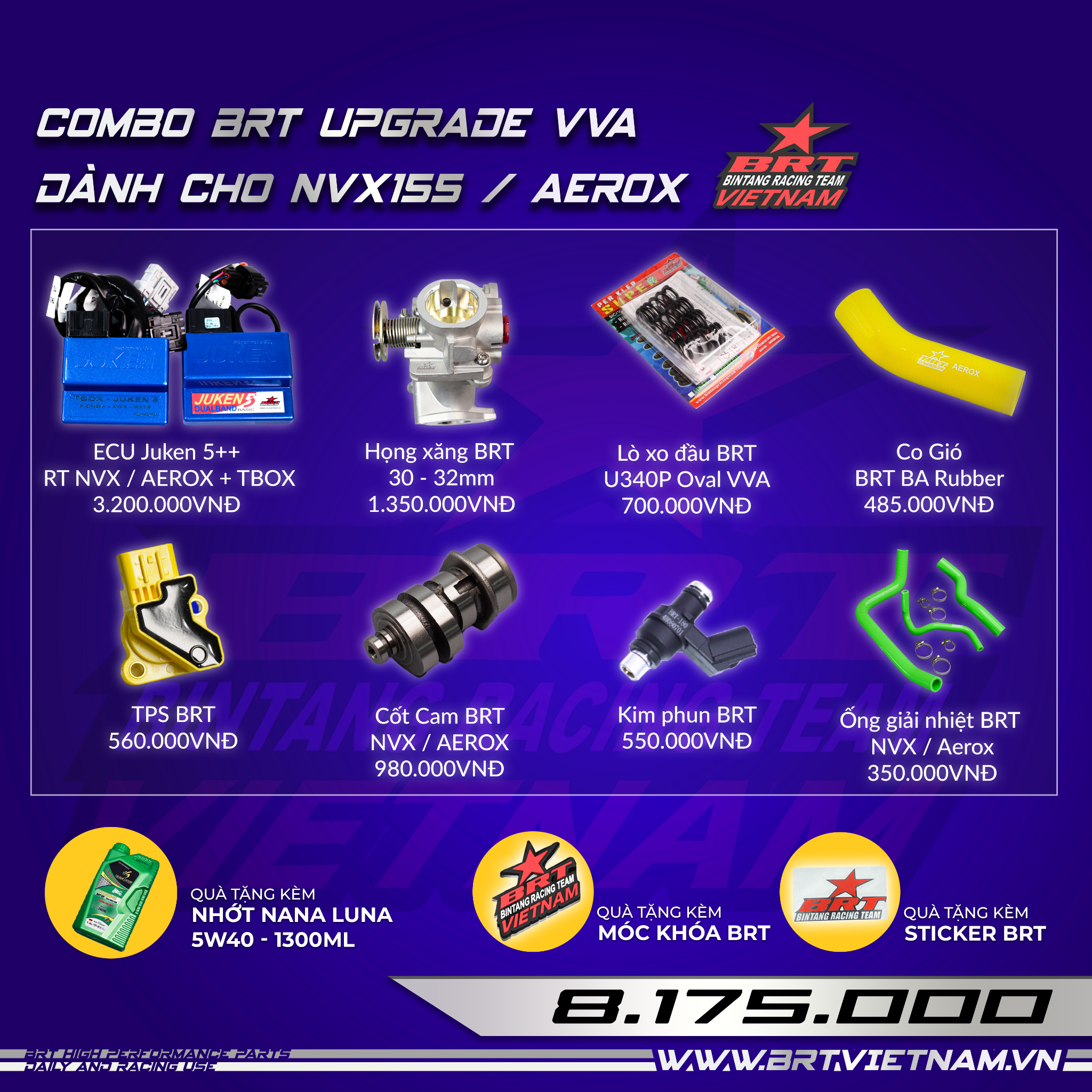  Combo BRT Performance Upgrade NVX 125 - 155 / AEROX / NMAX 