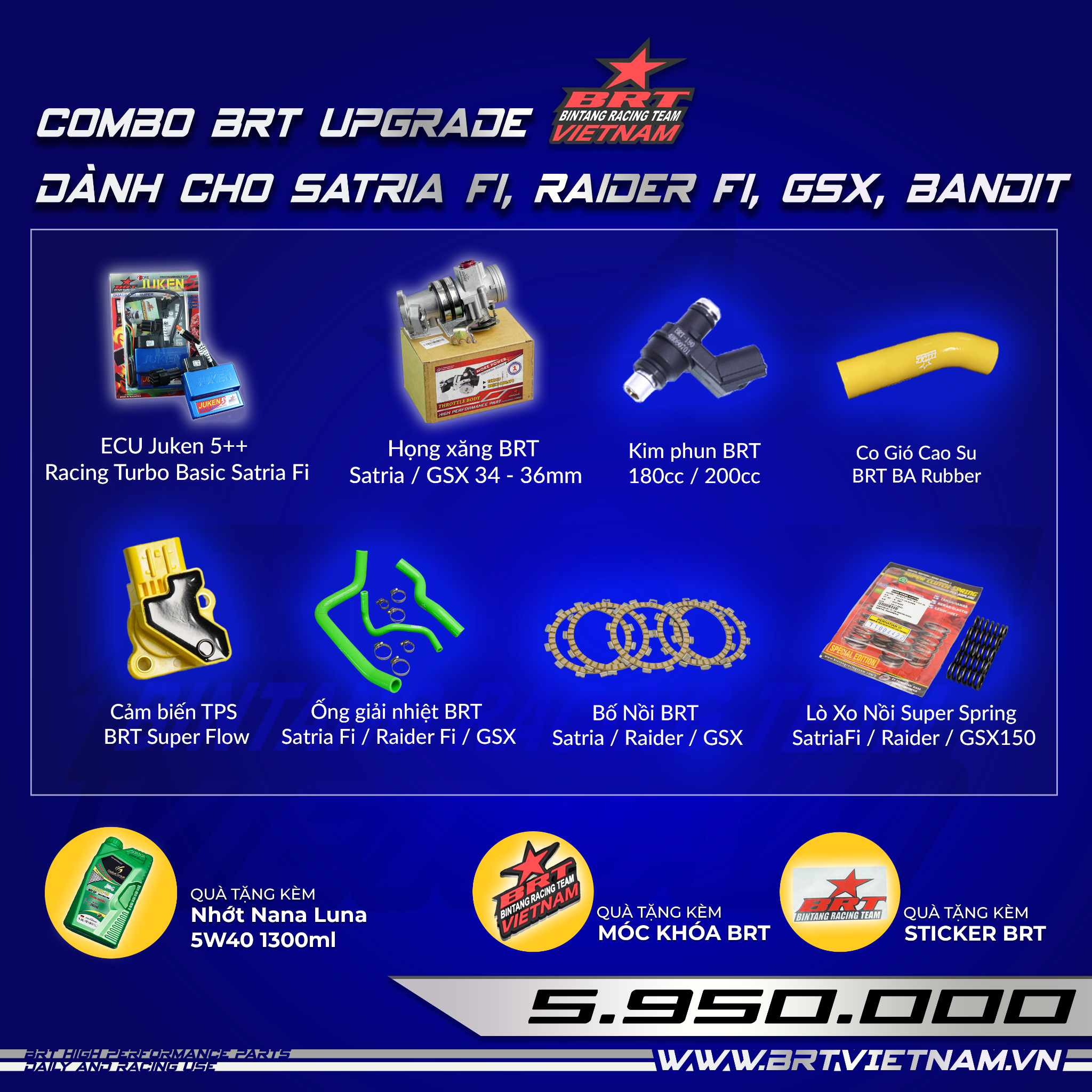  Combo BRT Upgrade Satria Fi/Raider Fi/GSX150/ Bandit 