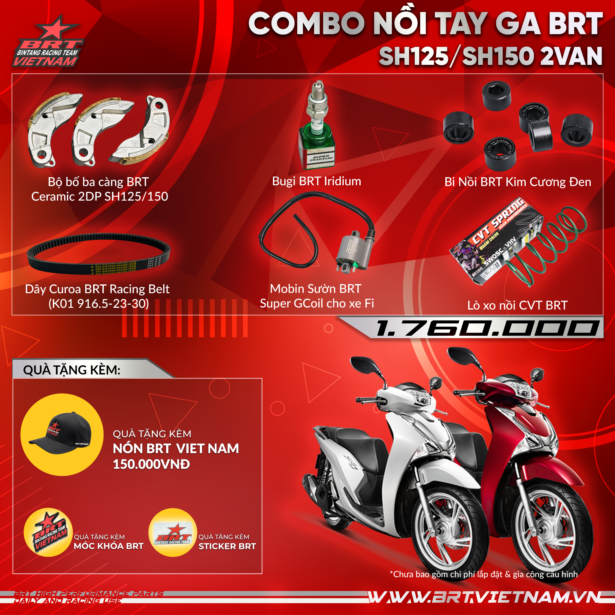  Combo Nồi Tay Ga BRT SH125/SH150 2van 