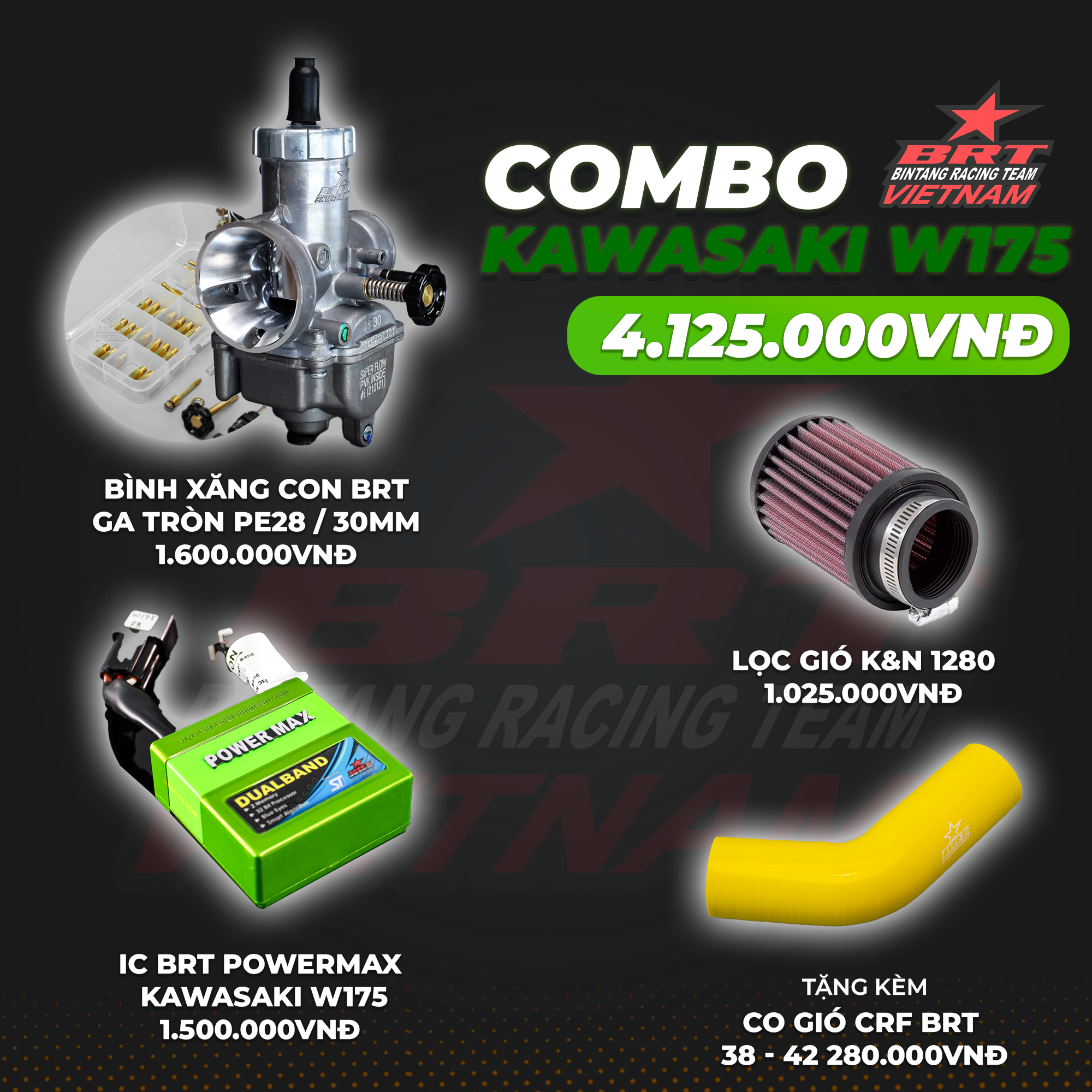  Combo Kawasaki W175 - Tặng kèm co gió CRF 