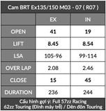  Cam BRT Exciter 135 Ex150 TFX Fz150 