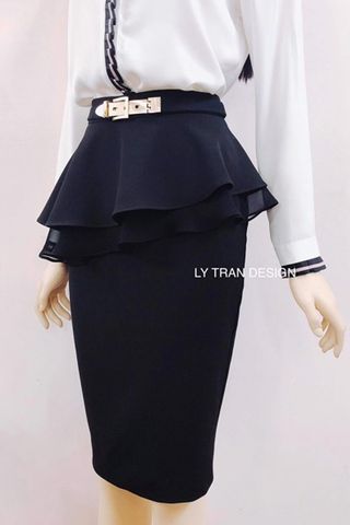 Chân váy đen pulum phối chiffon