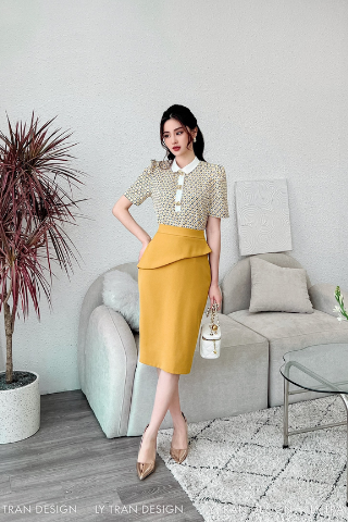 Chân Váy Peplum Cách Điệu Màu Đen