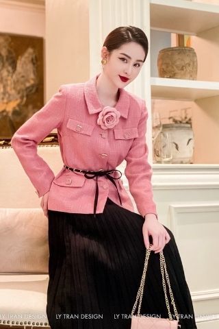 Vest dạ tweed Pink Kelly