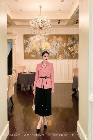 Vest dạ tweed Pink Kelly