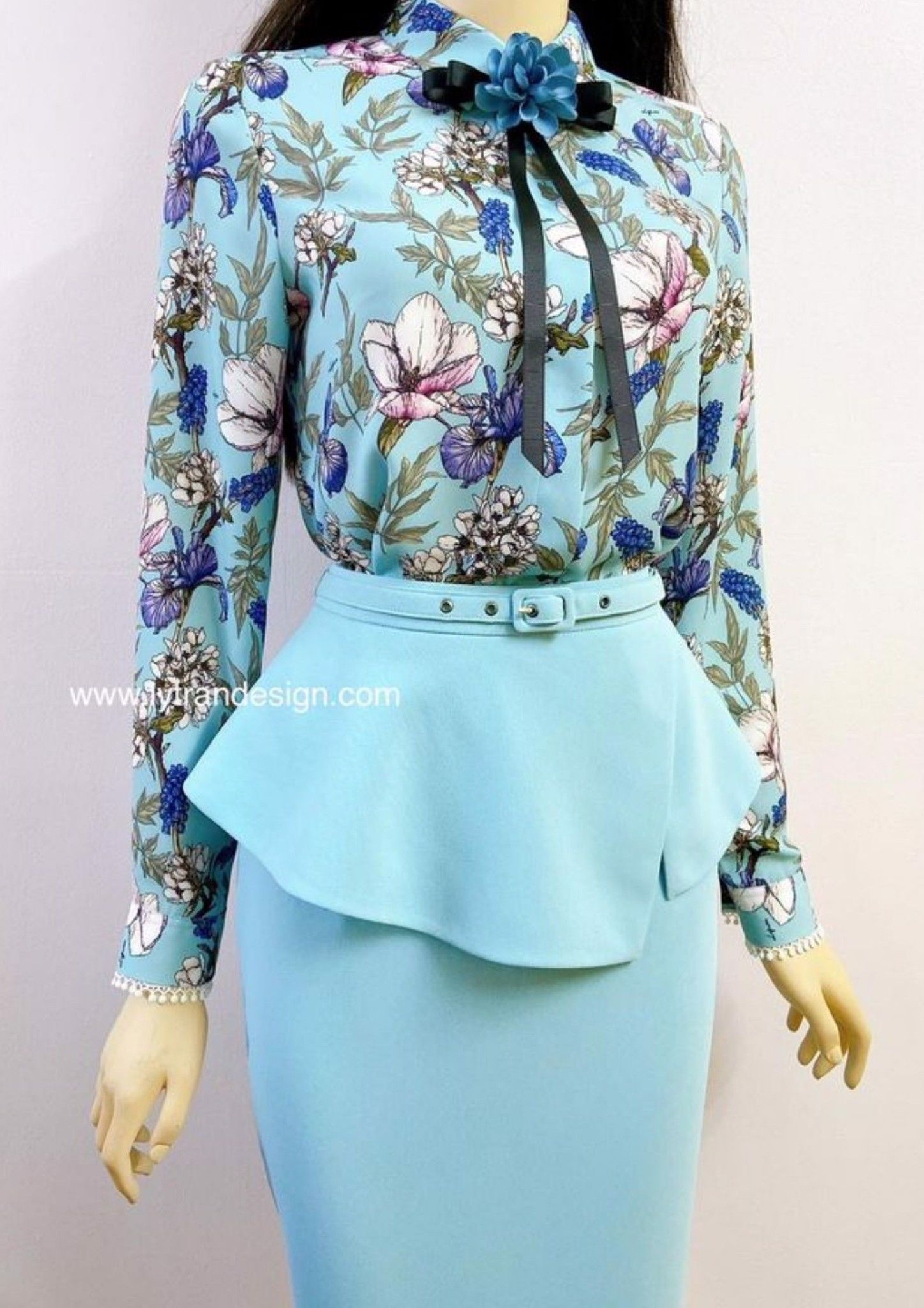 Áo công sở vải thô dáng peplum khóa kéo  Thời trang Pantio