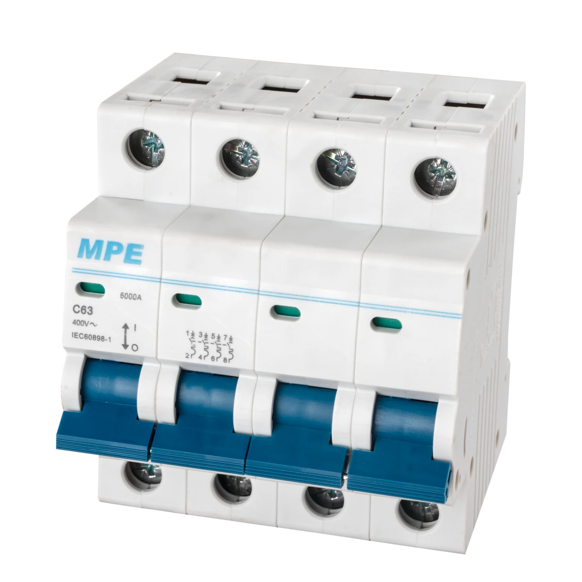 Cầu dao tự động MCB 4 cực, 63A, 6kA mã MP6-C463