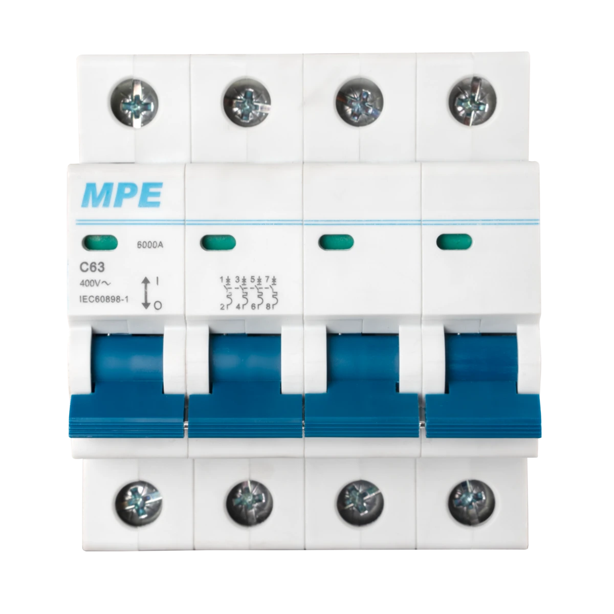 Cầu dao tự động MCB 4 cực, 63A, 6kA mã MP6-C463