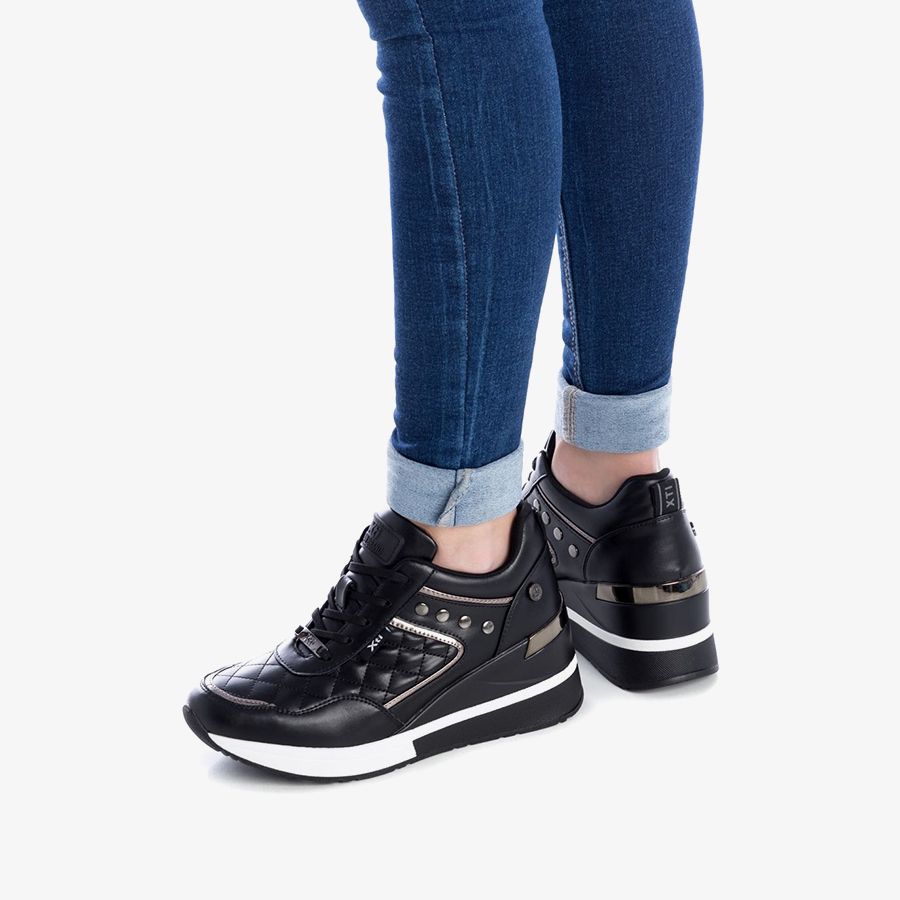  Giày Sneakers Nữ XTI Black Pu Ladies Shoes 