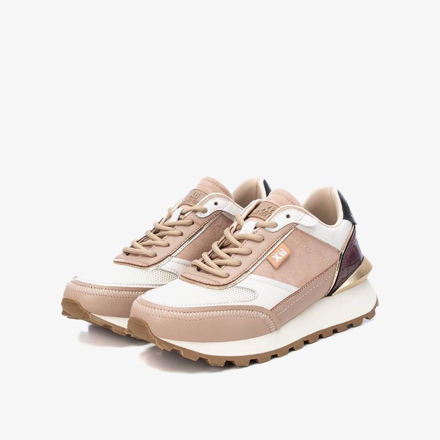  Giày Sneakers Nữ XTI Beige Textile Combined Ladies Shoes 