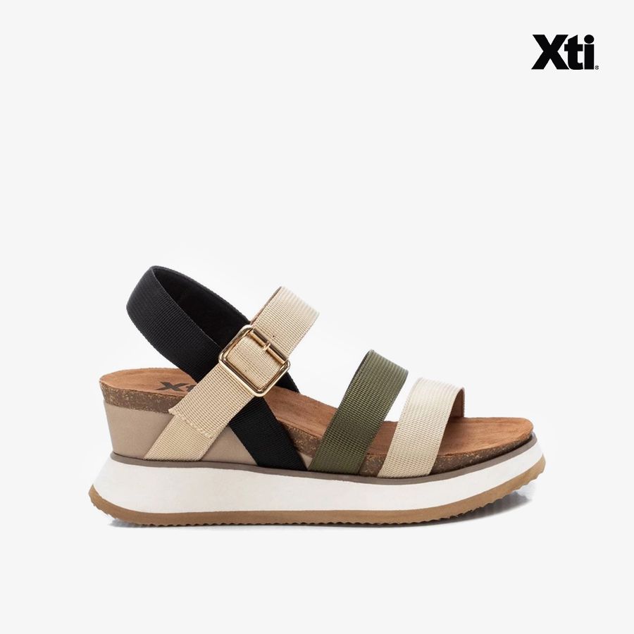  Giày Sandals Nữ XTI Kakhi Textile Ladies Sandals 