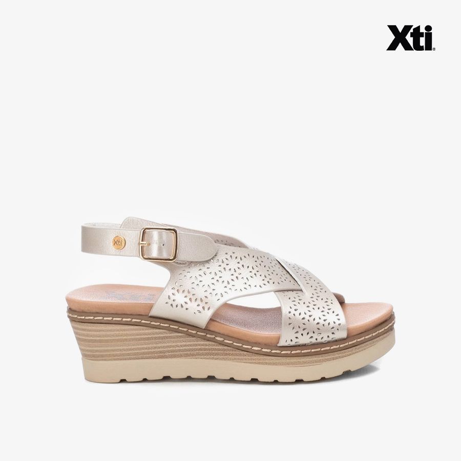  Giày Đế Xuồng Nữ XTI Gold Pu Ladies Sandals 