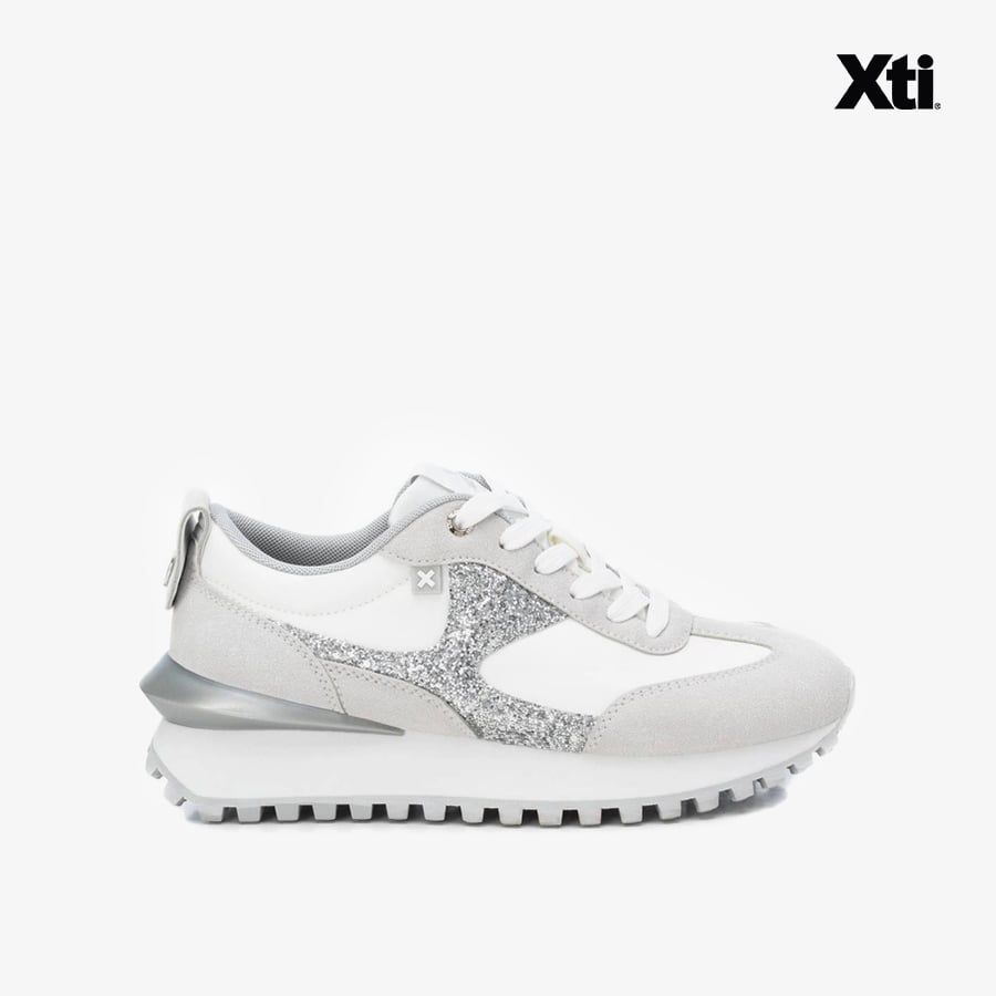  Giày Sneakers Nữ XTI Silver Pu Combined Ladies Shoes 