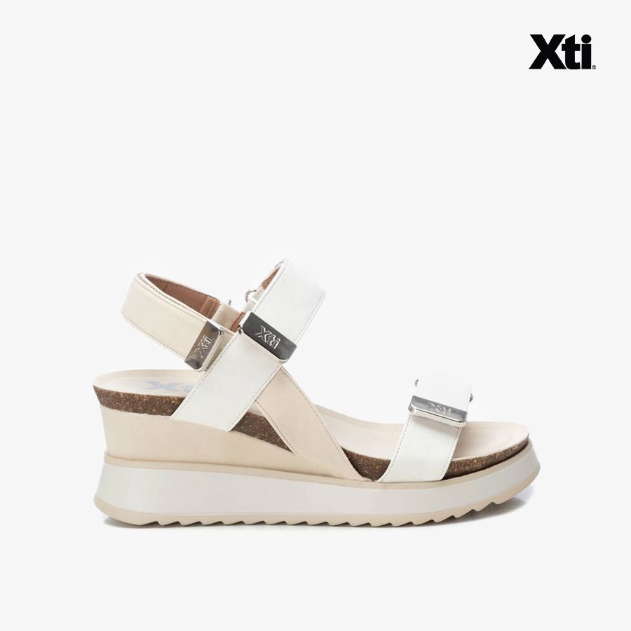  Giày Đế Xuồng Nữ XTI White Pu Ladies Sandals 