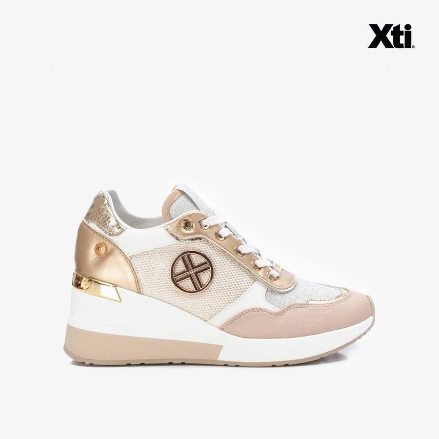  Giày Sneakers Nữ XTI White Textile Combined Ladies Shoe 