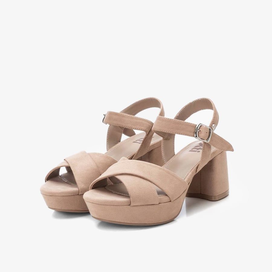  Giày Cao Gót Nữ XTI Beige Microfiber Ladies Sandals 