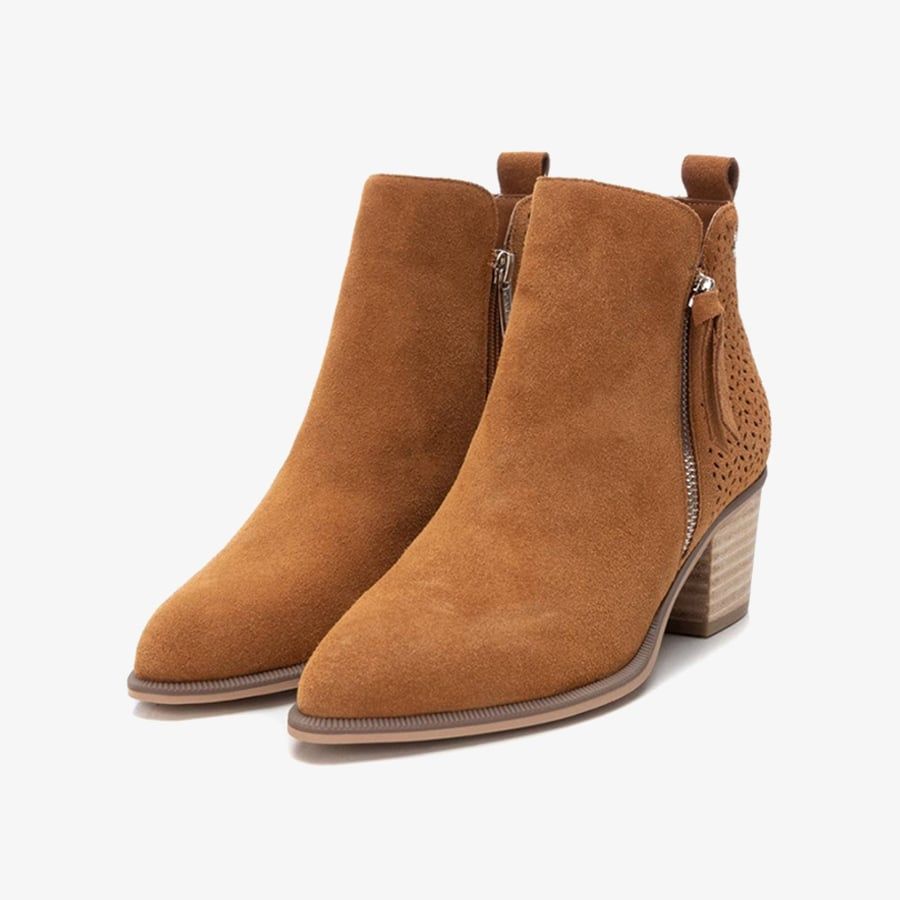  Giày Boots Nữ CARMELA Camel Suede Ladies Ankle Boots 