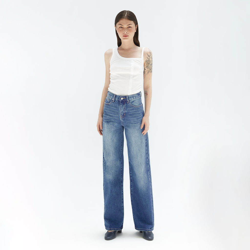  Quần Dài Nữ TheBlueTshirt Straight A Jeans - Class 2022 Wash 