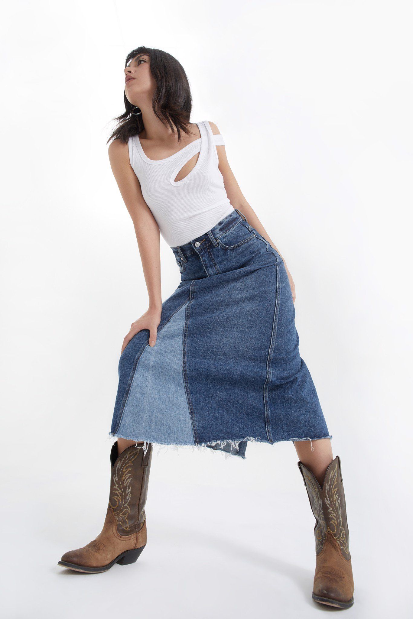  Chân Váy Nữ TheBlueTshirt 1970s Denim Midi Skirt - The 1975 Wash 