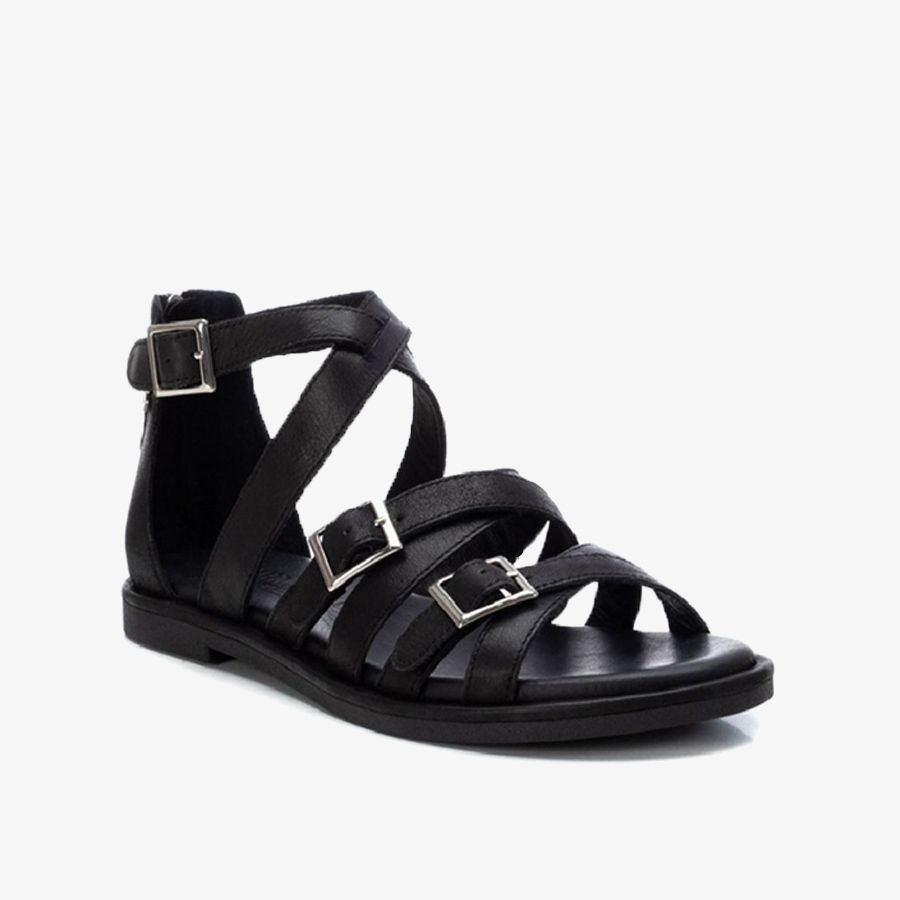  Giày Sandals Nữ CARMELA Black Leather Ladies Sandals 