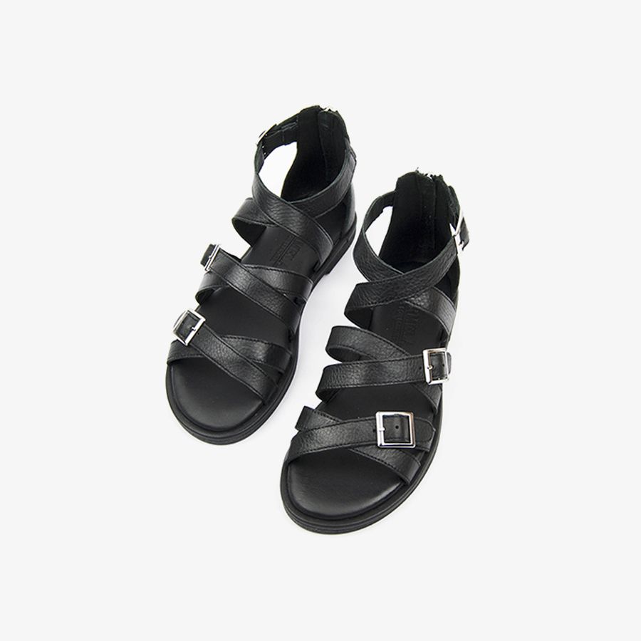  Giày Sandals Nữ CARMELA Black Leather Ladies Sandals 