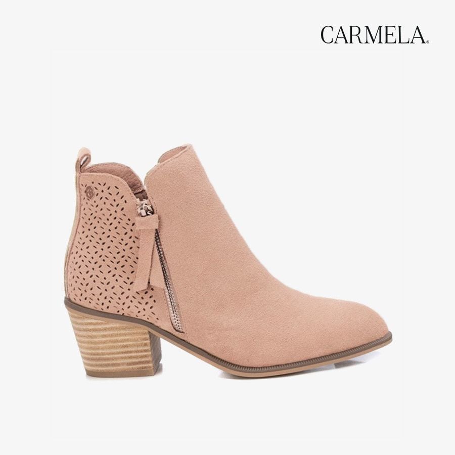  Giày Boots Nữ CARMELA Nude Suede Ladies Ankle Boots 