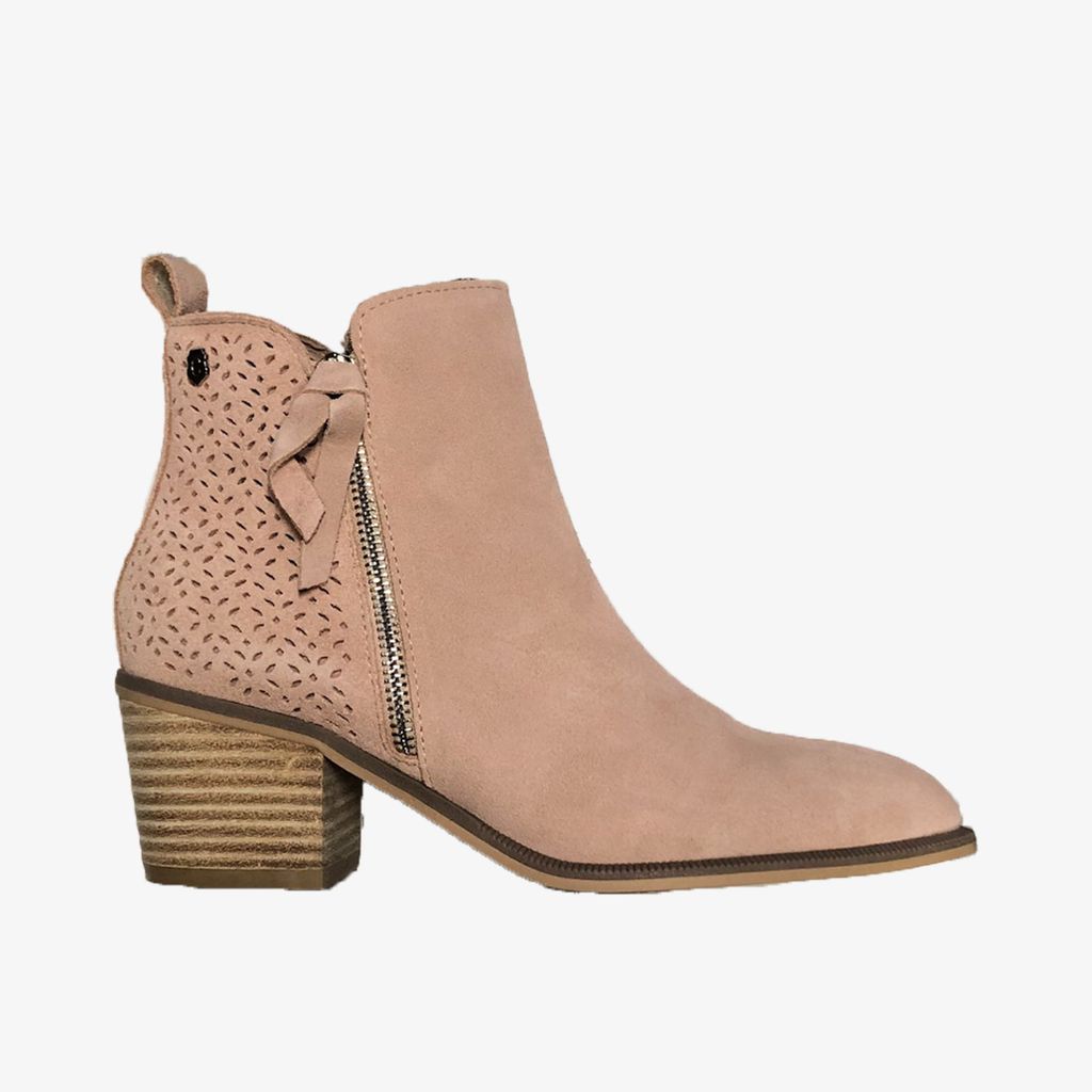  Giày Boots Nữ CARMELA Nude Suede Ladies Ankle Boots 