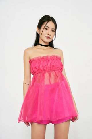  Áo Kiểu Nữ DOTTIE Dáng Dài Vải Organza - T0569 