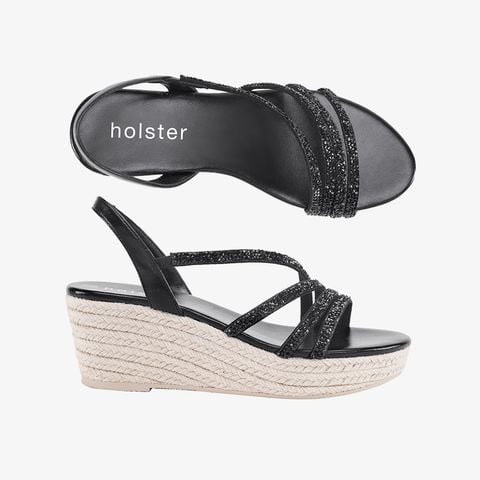  Giày Đế Xuồng Nữ HOLSTER Party Espadrille  Black 