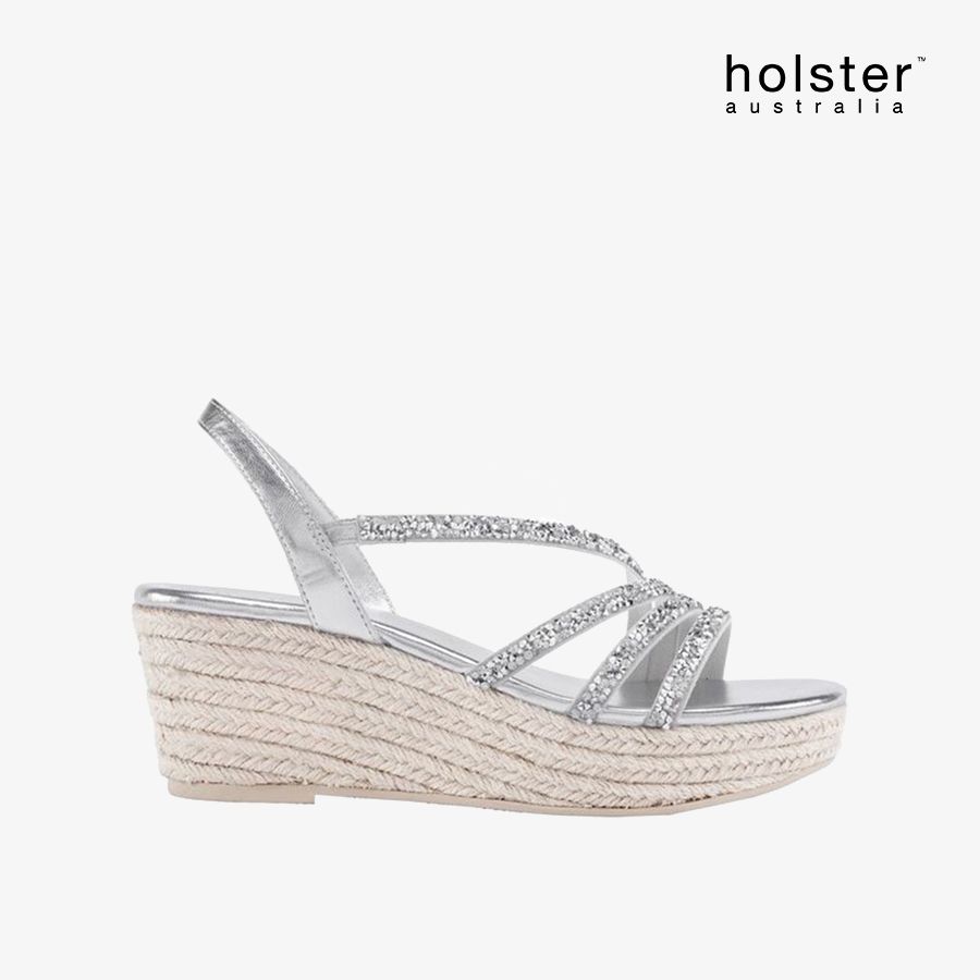  Giày Đế Xuồng Nữ HOLSTER Party Espadrille  Silver 