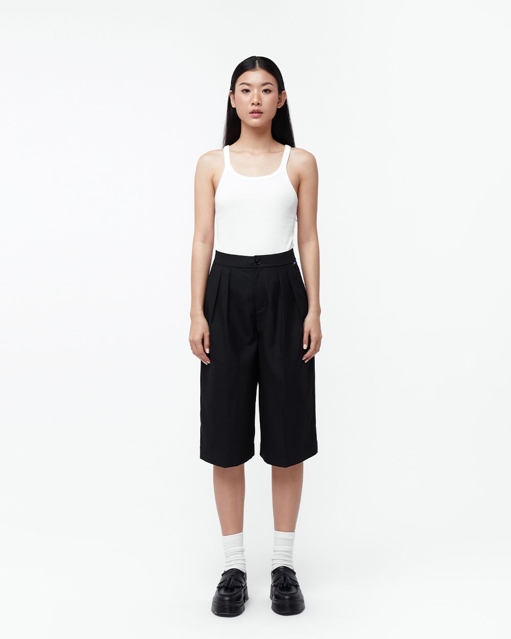  Quần Dài Nữ TheBlueTshirt Wide Leg Shorts - Black Cotton 