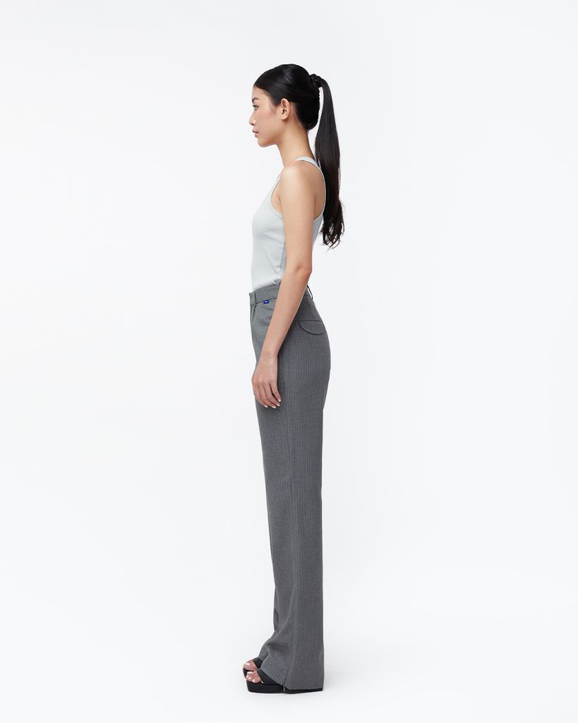  Quần Dài Nữ TheBlueTshirt Cotton Side Slit Trousers - Grey 