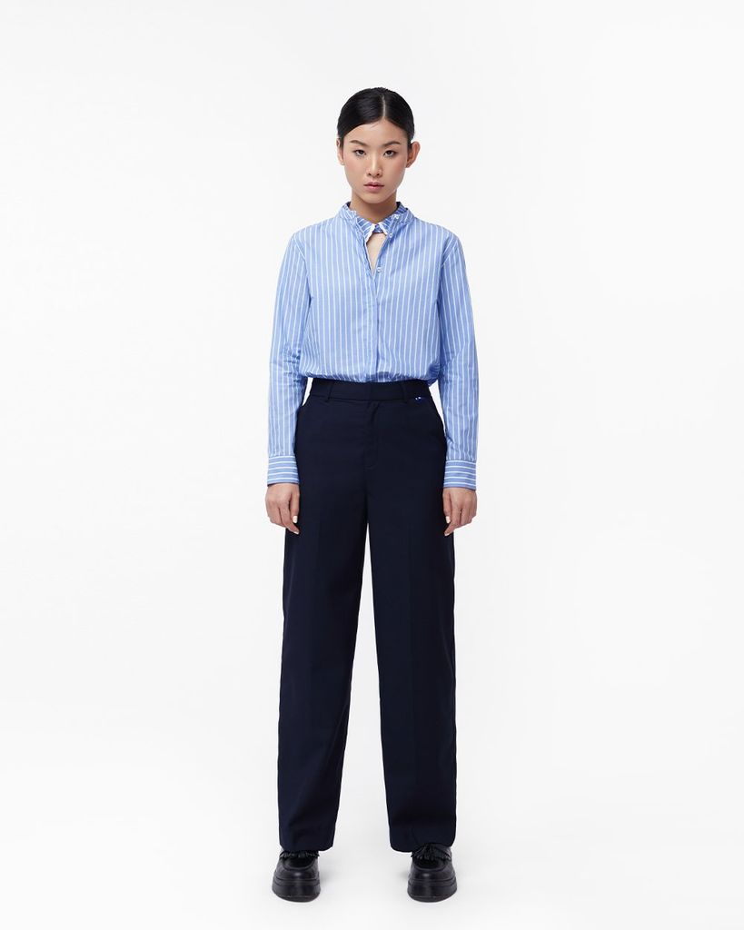  Quần Dài Nữ TheBlueTshirt Straight Leg Cotton Trousers - Navy 