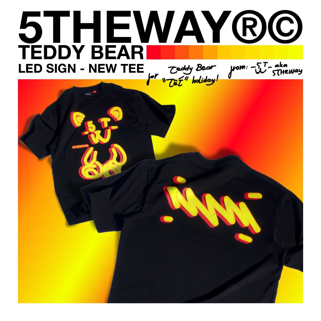  Áo Thun Unisex 5THEWAY® LED SIGN /teddy bear/ NEW TEE™ 