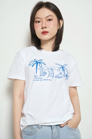  Áo Thun Nữ DOTTIE In Hình Summer - Trắng - T0722 