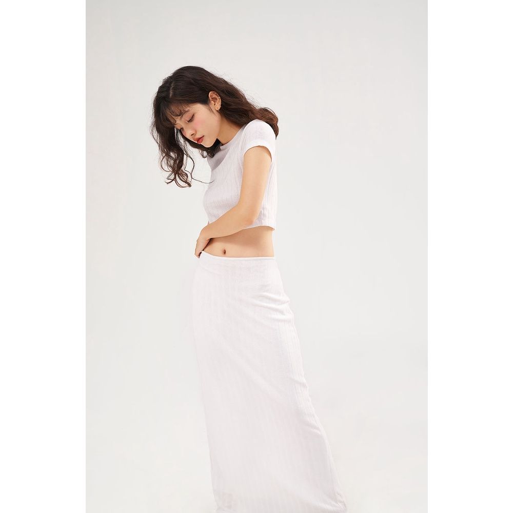  Chân Váy Nữ DOTTIE Midi Vải Thun Gân - S0137 