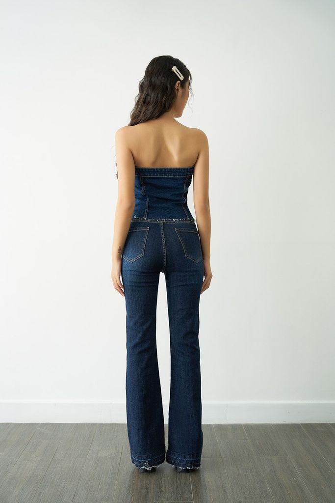  Áo Kiểu Nữ DOTTIE Ống Vải Jeans Đắp Túi - T0708 
