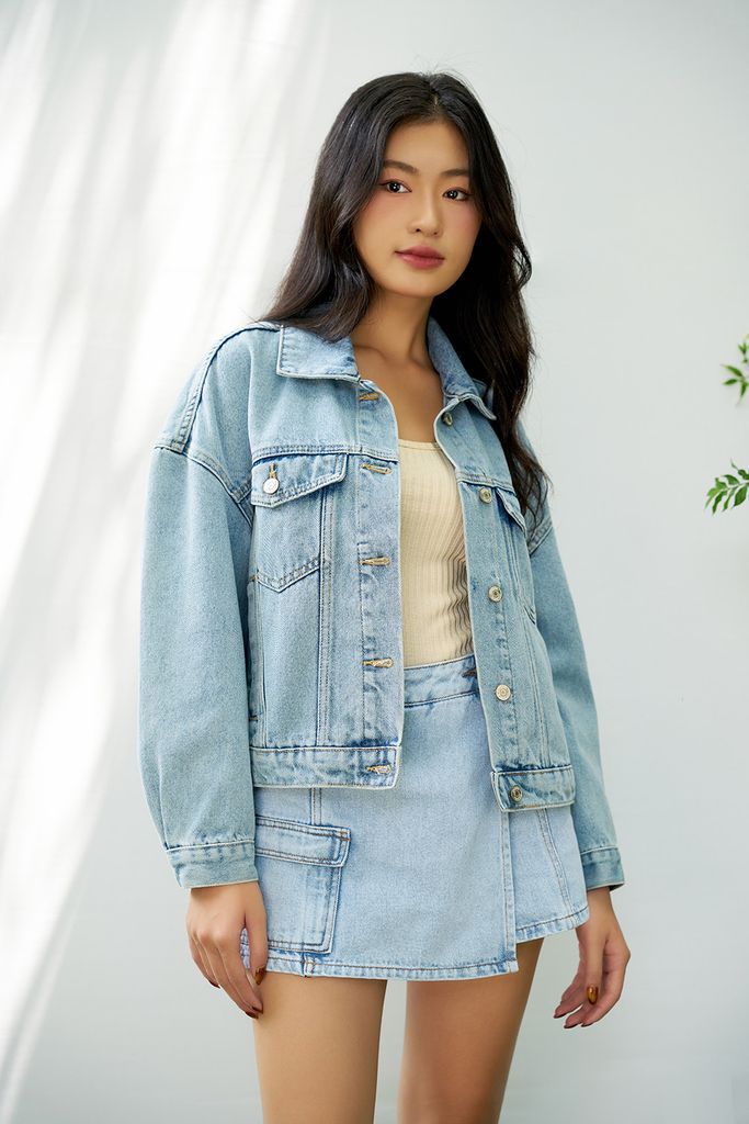  Áo Khoác Nữ DOTTIE Denim Lửng Dáng Rộng - T0727 