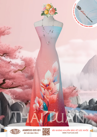 ASBR533035ID1 Vải Áo Dài Sắc Phương Nam Kháng Khuẩn Màu Đỏ Cam 1m50 x 2m1