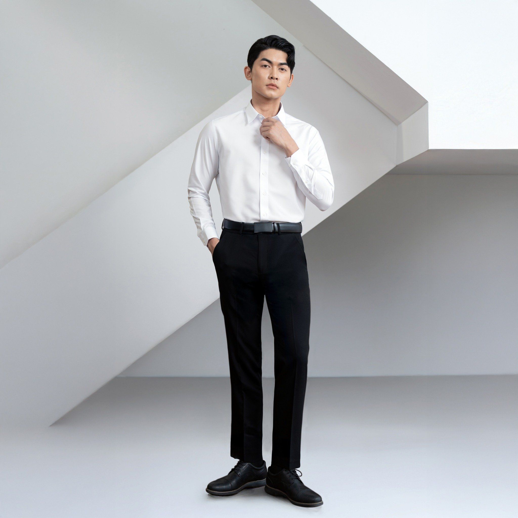 1C7895-501 Áo Sơ Mi Trắng Nam Tay Dài Dáng Regular Fit