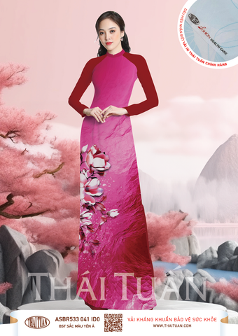 Vải Áo Dài Hoa Sắc Phương Nam Kháng Khuẩn Màu Hồng Đỏ 1m50 x 2m1 ASBR533041ID0