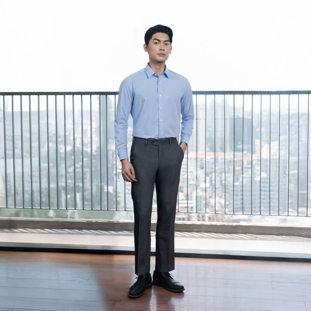 Quần Tây Nam Xám Đậm Dáng Basic Không Tăng Đơ 1Q6346274