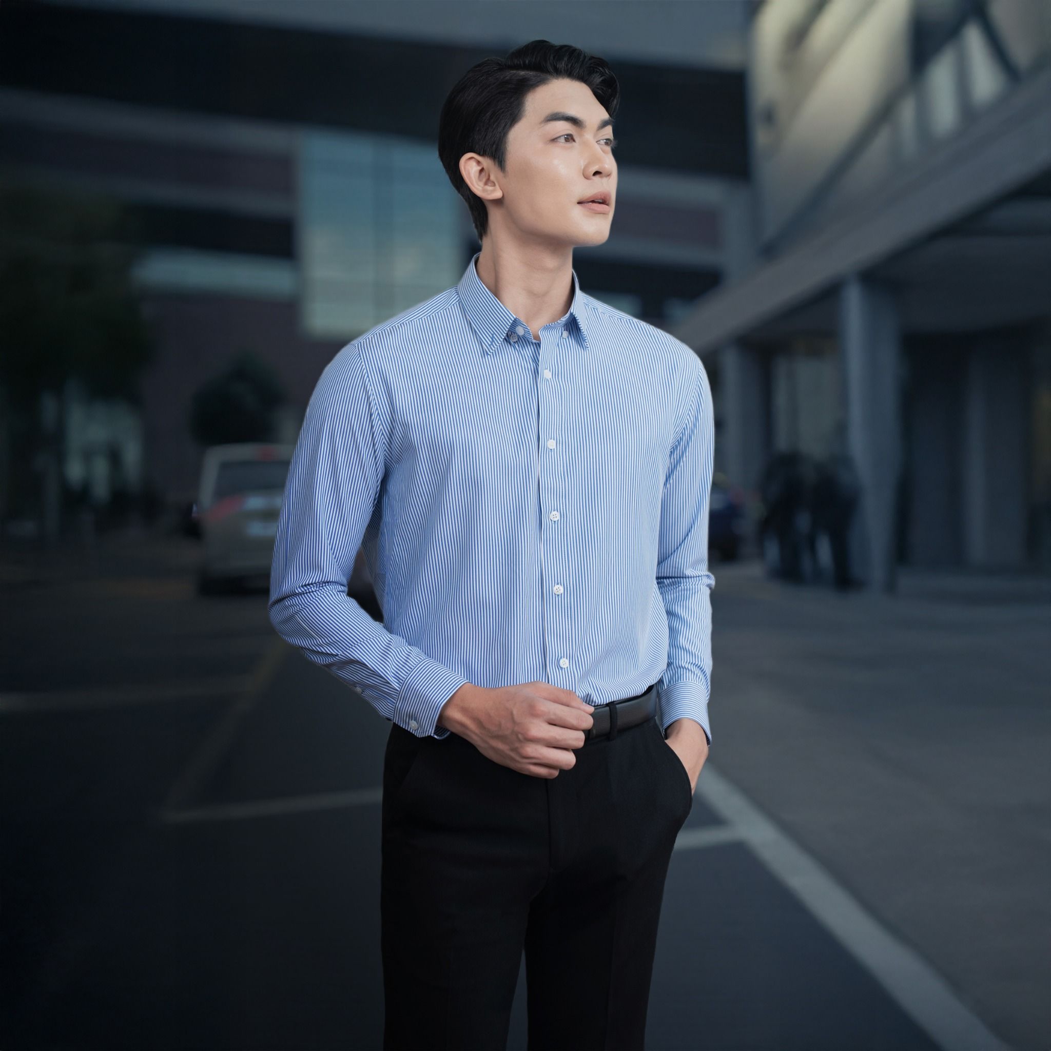 Áo Sơ Mi Nam Sọc Xanh Dáng Regular Fit 1C7925202