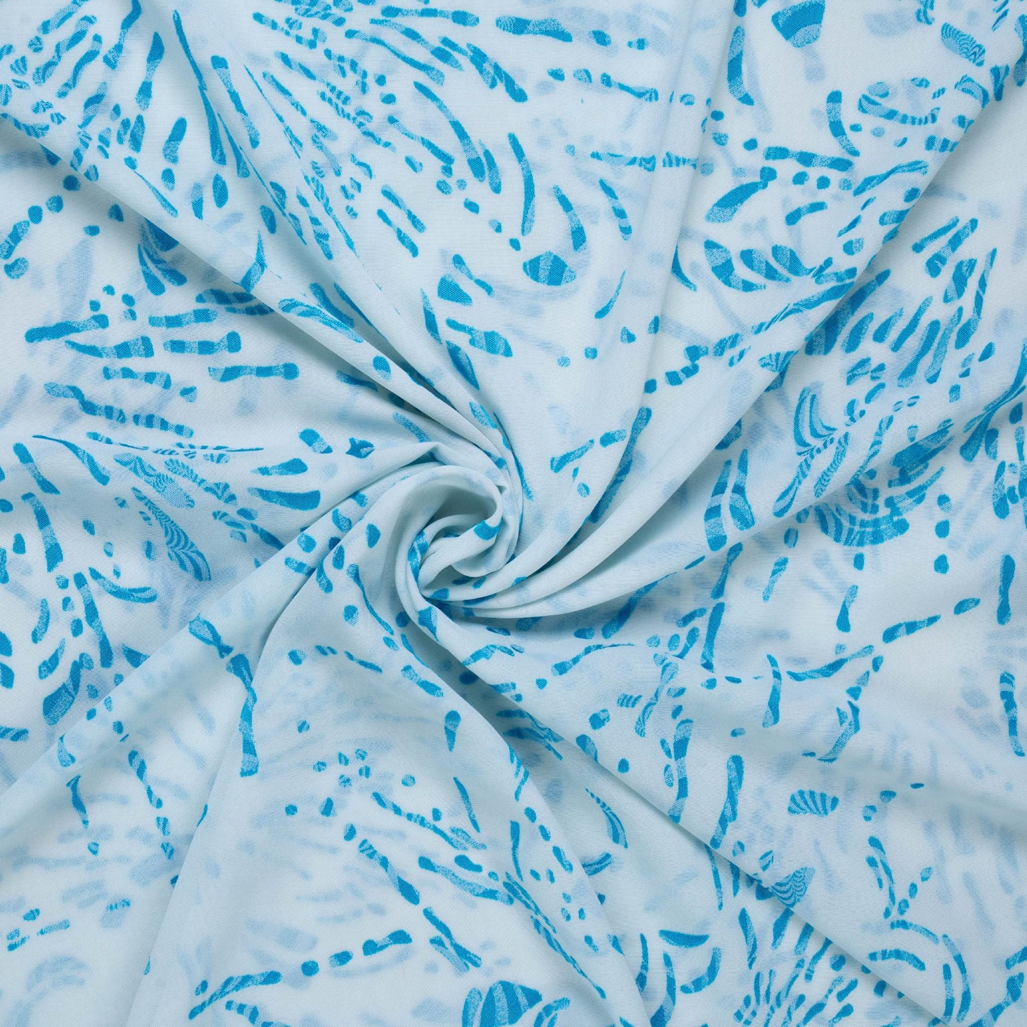 Vải Gấm Lụa Hoa Màu Trắng Họa Tiết Xanh Khổ 1m15 x 2m5 BNIY010205