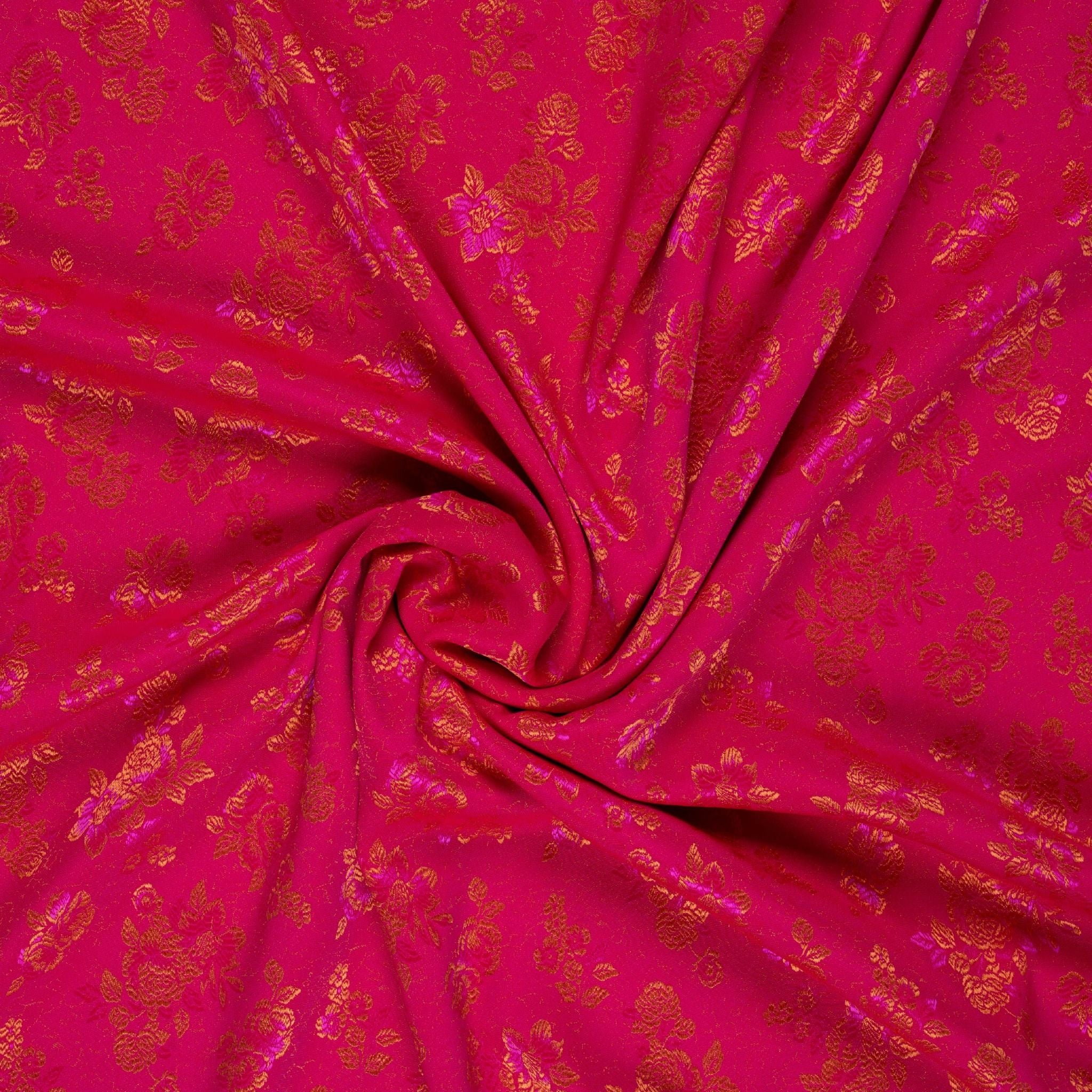 Vải Gấm Lụa Hoa Màu Đỏ Họa Tiết Hoa Vàng Khổ 1m15 x 2m5 CWBN015246