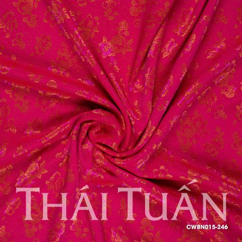 Vải Gấm Lụa Hoa Màu Đỏ Họa Tiết Hoa Vàng Khổ 1m15 x 2m5 CWBN015246
