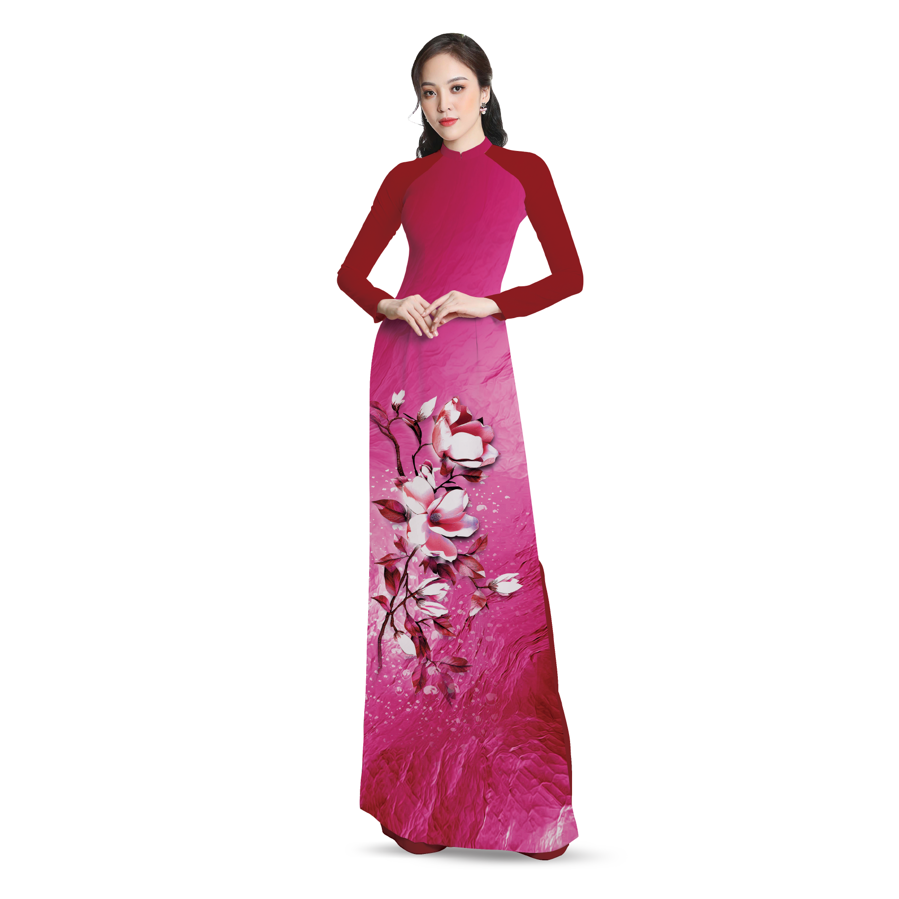 Vải Áo Dài Hoa Sắc Phương Nam Kháng Khuẩn Màu Hồng Đỏ 1m50 x 2m1 ASBR533041ID0