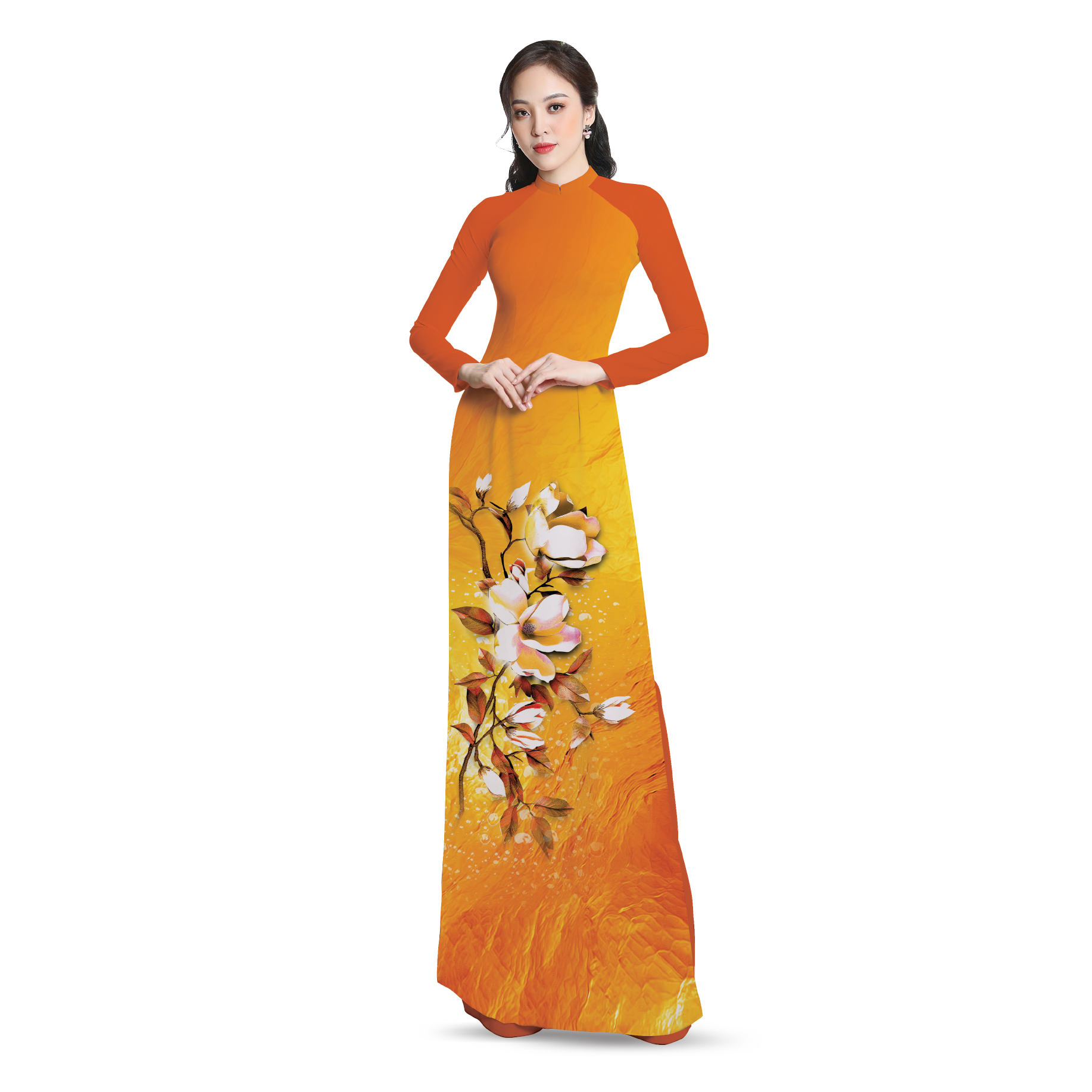 Vải Áo Dài Hoa Sắc Phương Nam Kháng Khuẩn Màu Cam 1m50 x 2m1 ASBR533308ID0
